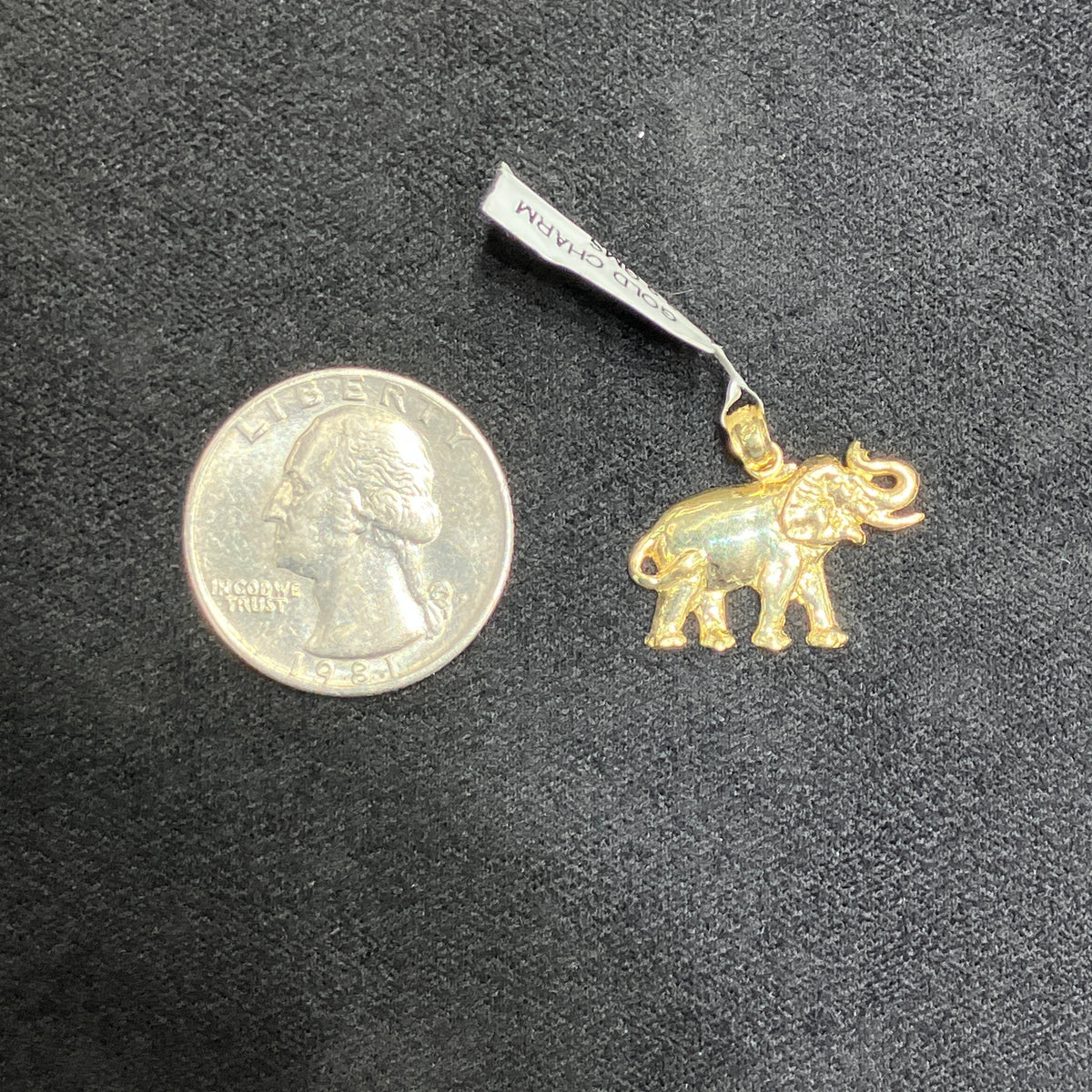 10K Yellow Gold Elephant Pendant Unisex Charm