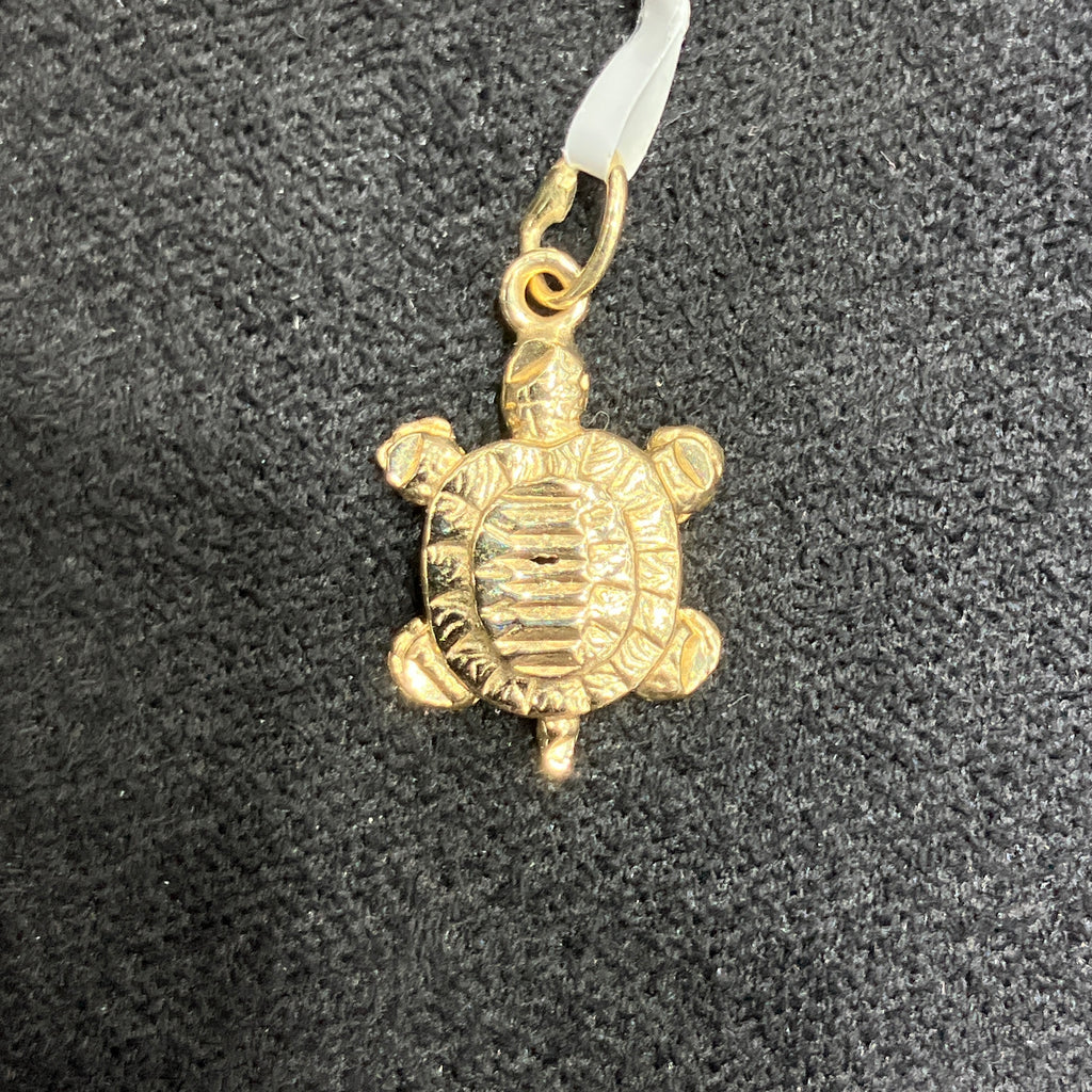 10K Yellow Gold Tortoise Charm Unisex Pendant