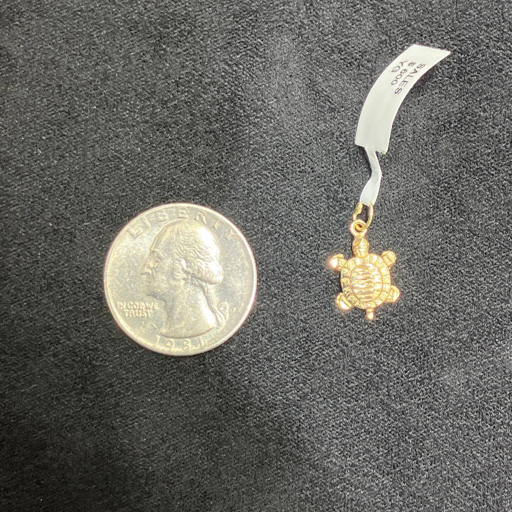 10K Yellow Gold Tortoise Charm Unisex Pendant