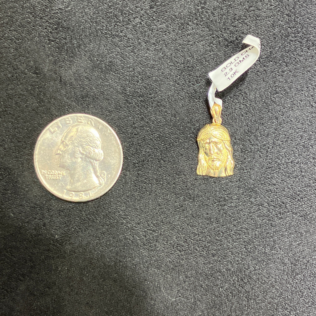 10k Yellow Gold Jesus Face Charm Religious Piece For Men & Women