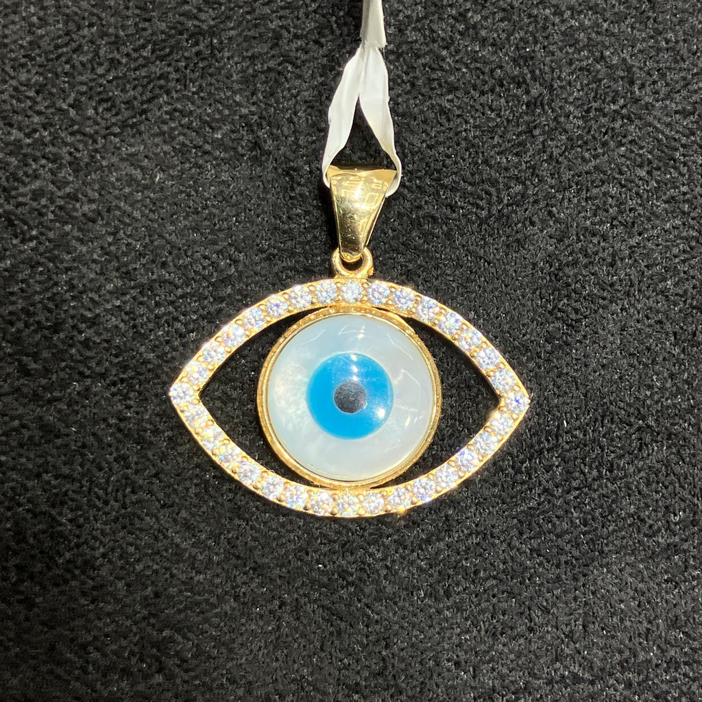 10K Yellow Gold Evil Eye CZ Pendant Unisex Charm