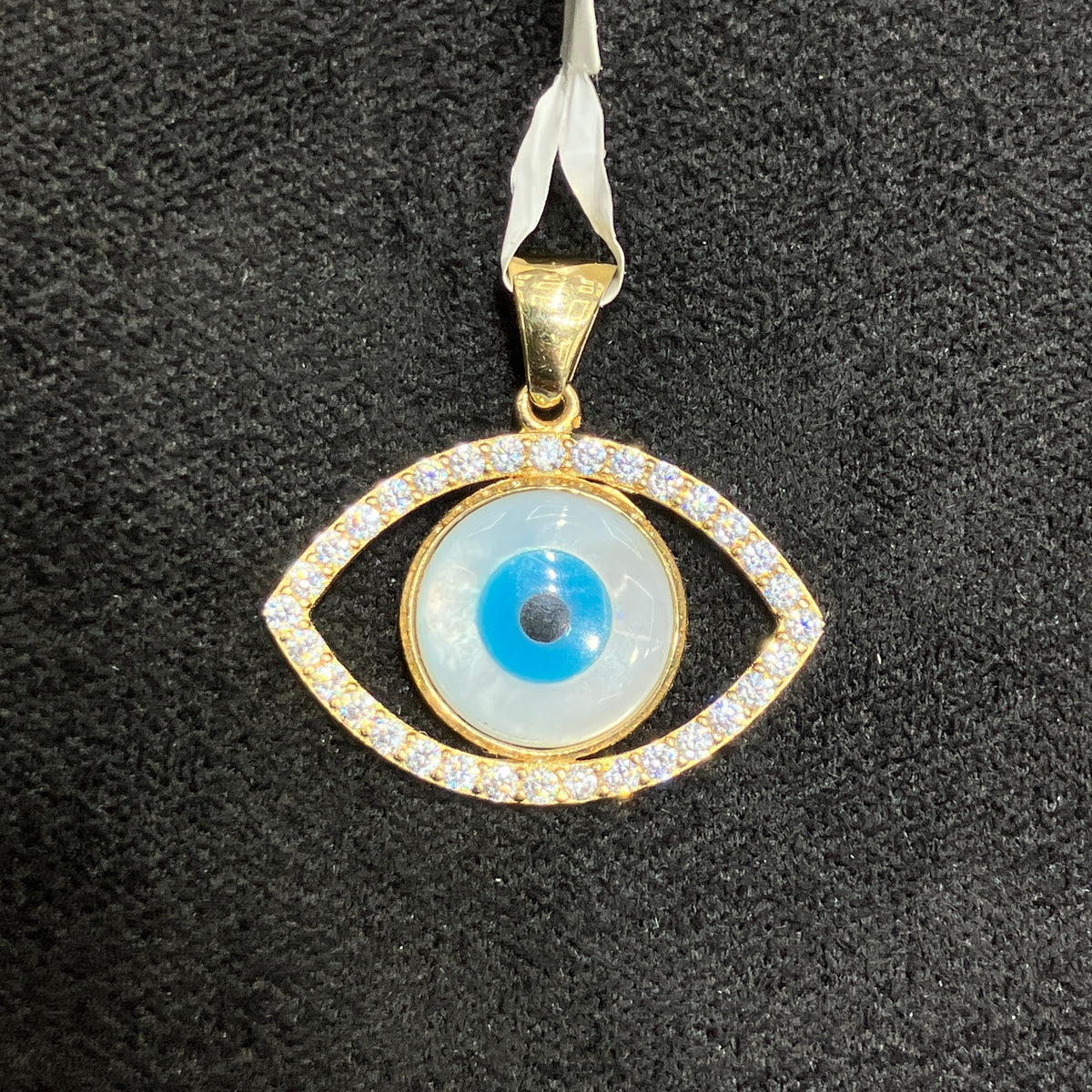 10K Yellow Gold Evil Eye CZ Pendant Unisex Charm