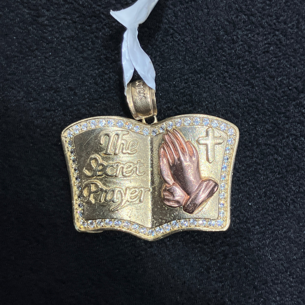 Two-Tone 10k Rose/Yellow Gold Religious Prayer Book Charm
