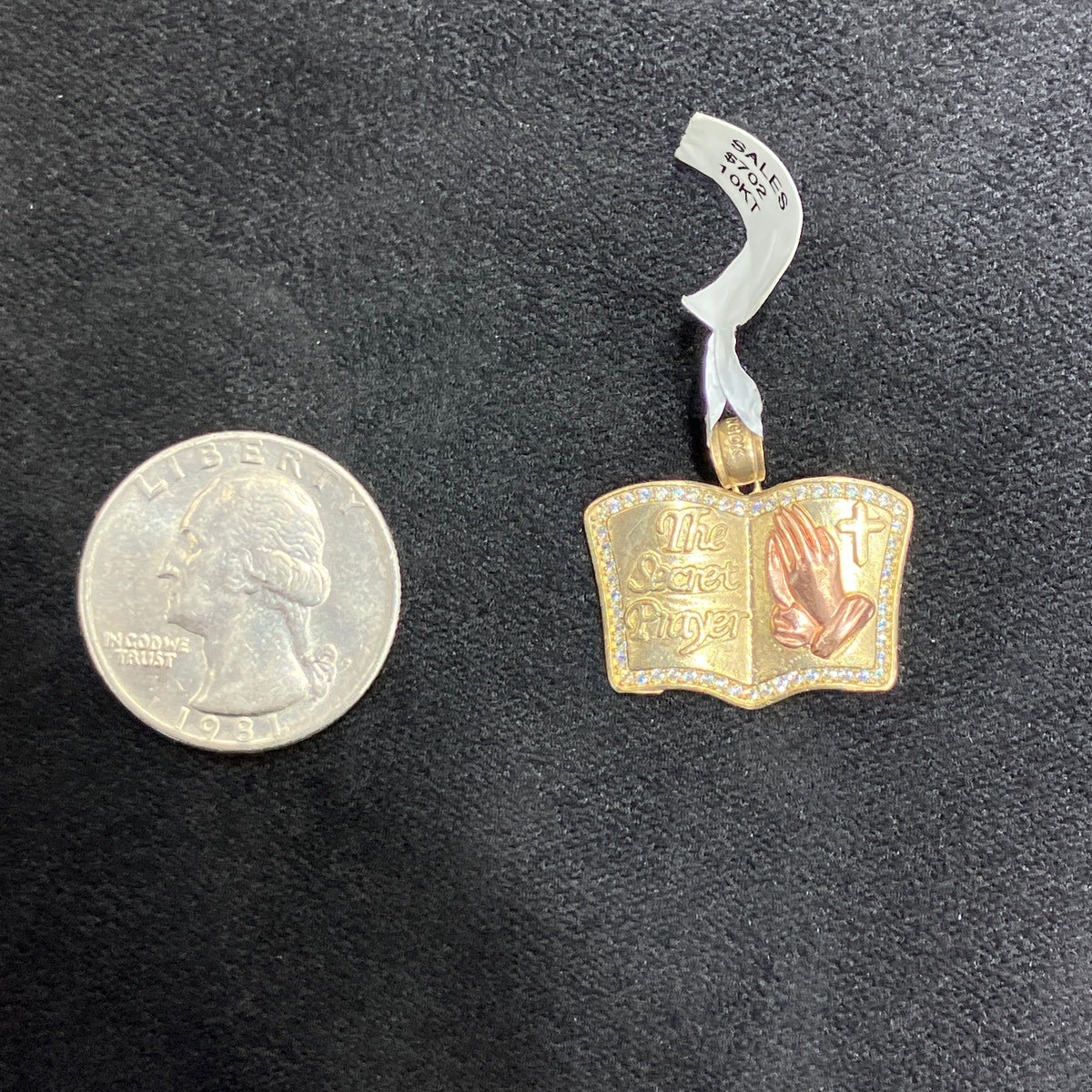 Two-Tone 10k Rose/Yellow Gold Religious Prayer Book Charm