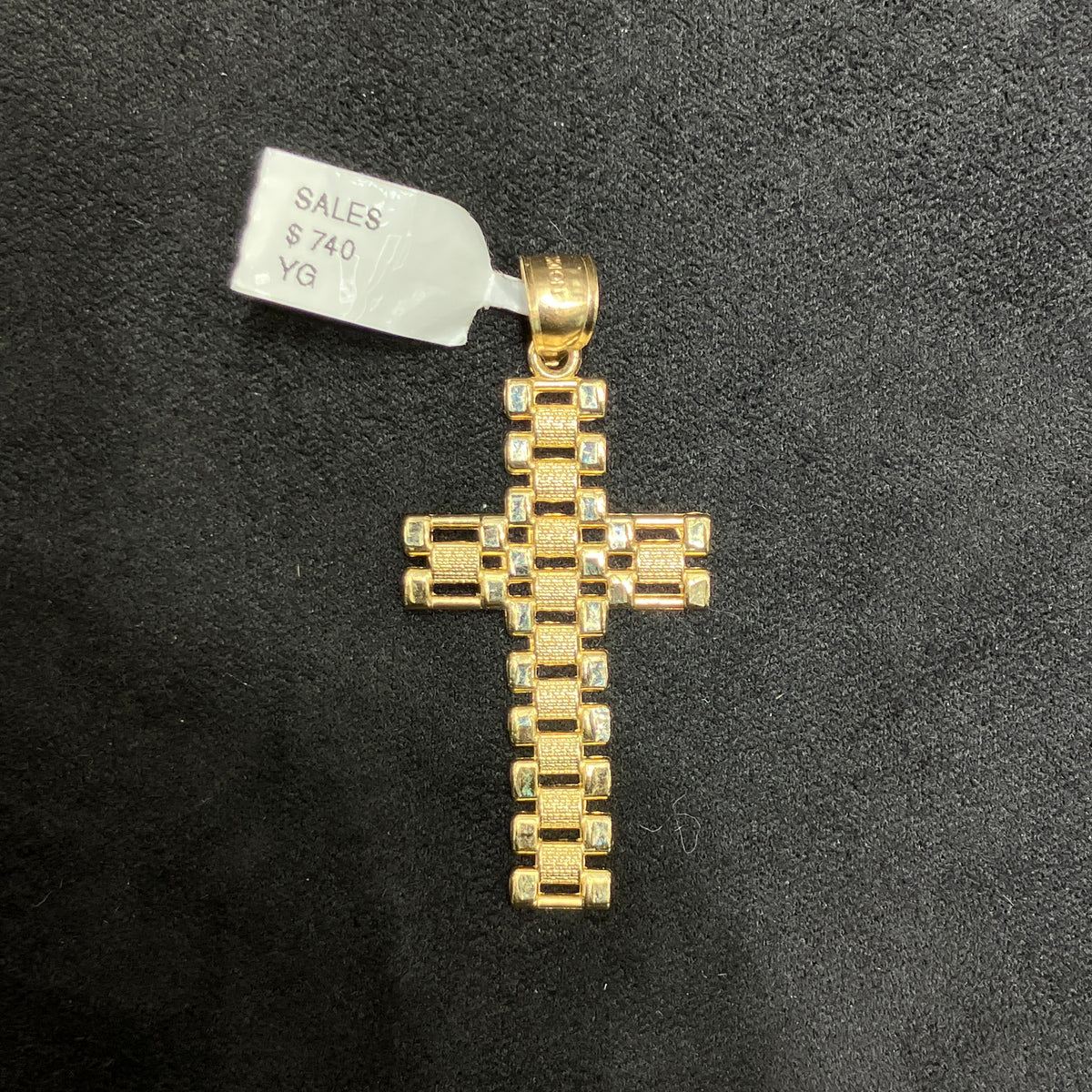 10k Link Style Charm Cross Shaped Pendant For All Ages Unisex