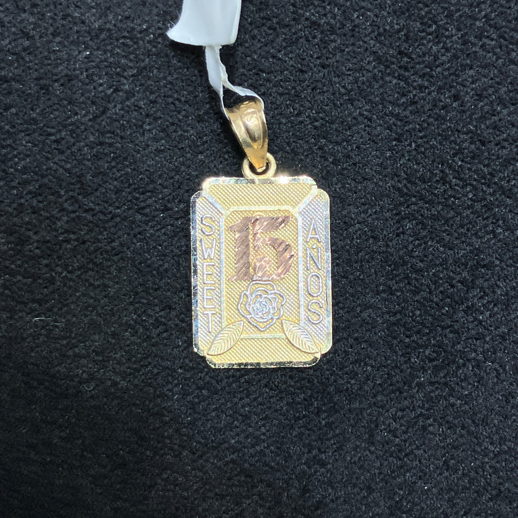 10K Tri-Color Gold 15th Birthday Quinceanera Charm Women