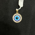 10k Real Gold CZ Circle Evil Eye Charm For Men & Women