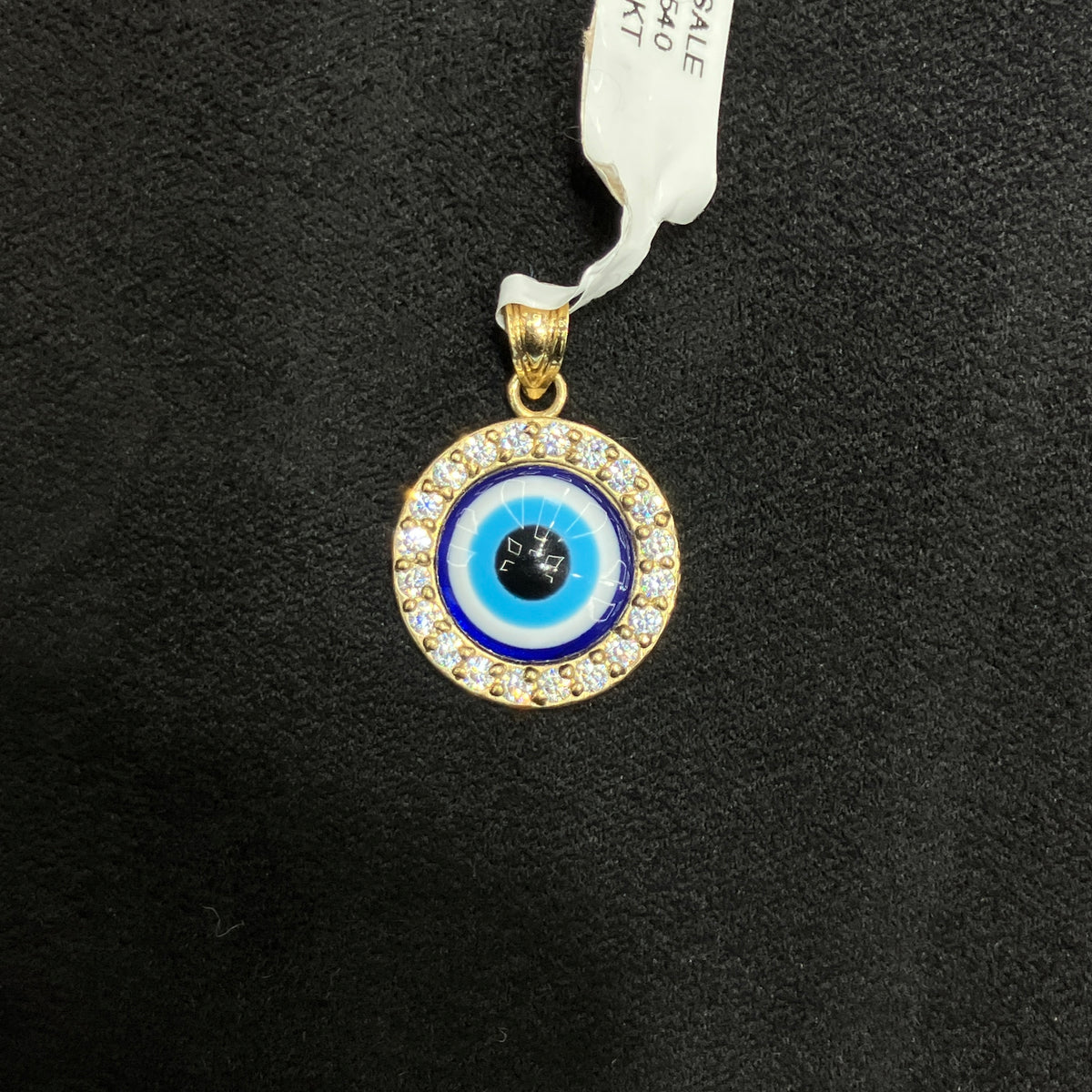 10k Real Gold CZ Circle Evil Eye Charm For Men & Women