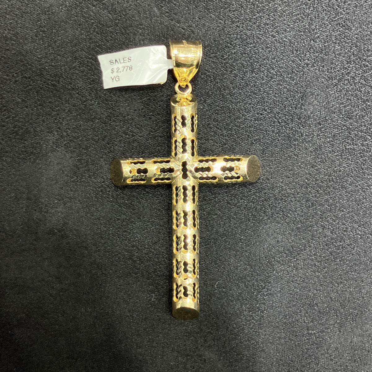 10K Yellow Gold Classic Cross Charm Hollow Design
