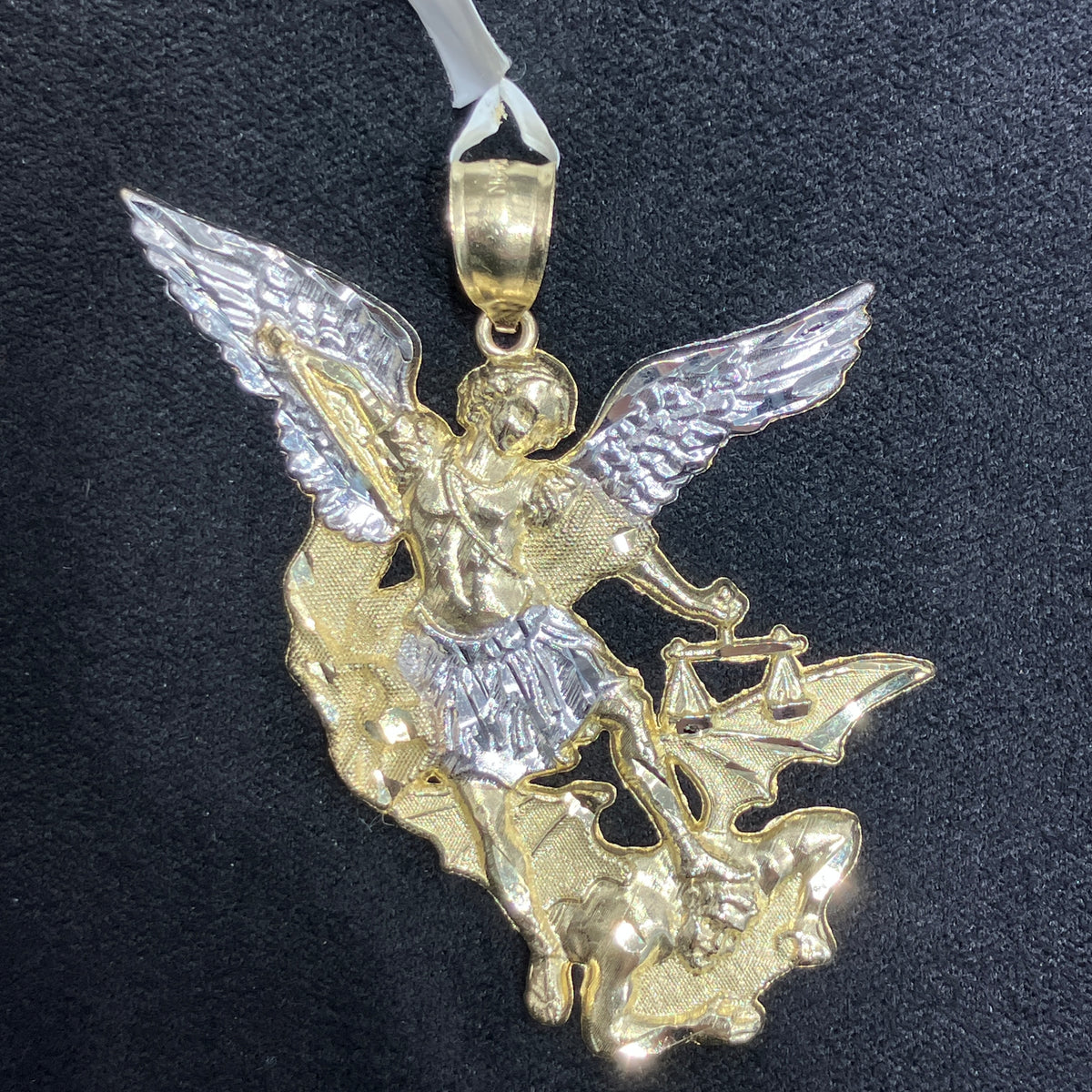 10K Two-Tone Archangel St. Michael Large Charm For Men & Women