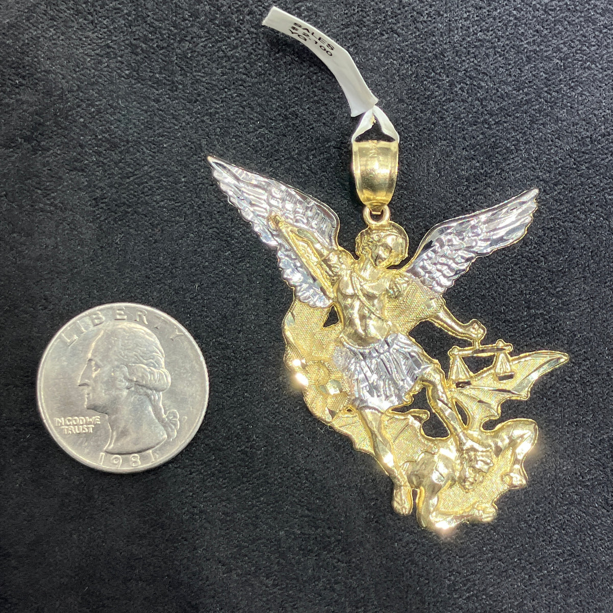 10K Two-Tone Archangel St. Michael Large Charm For Men & Women