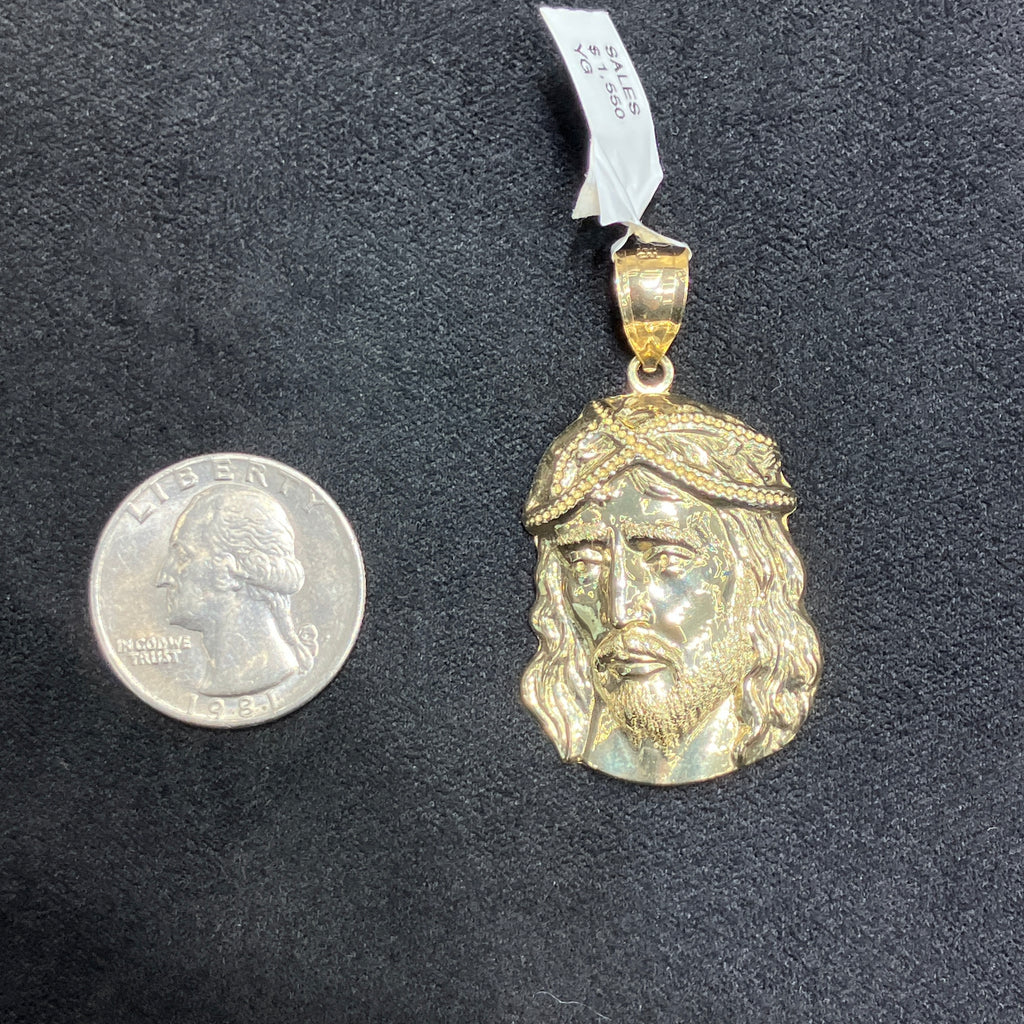 Unique Jesus Face 10k Yellow Gold Charm For Men & Women