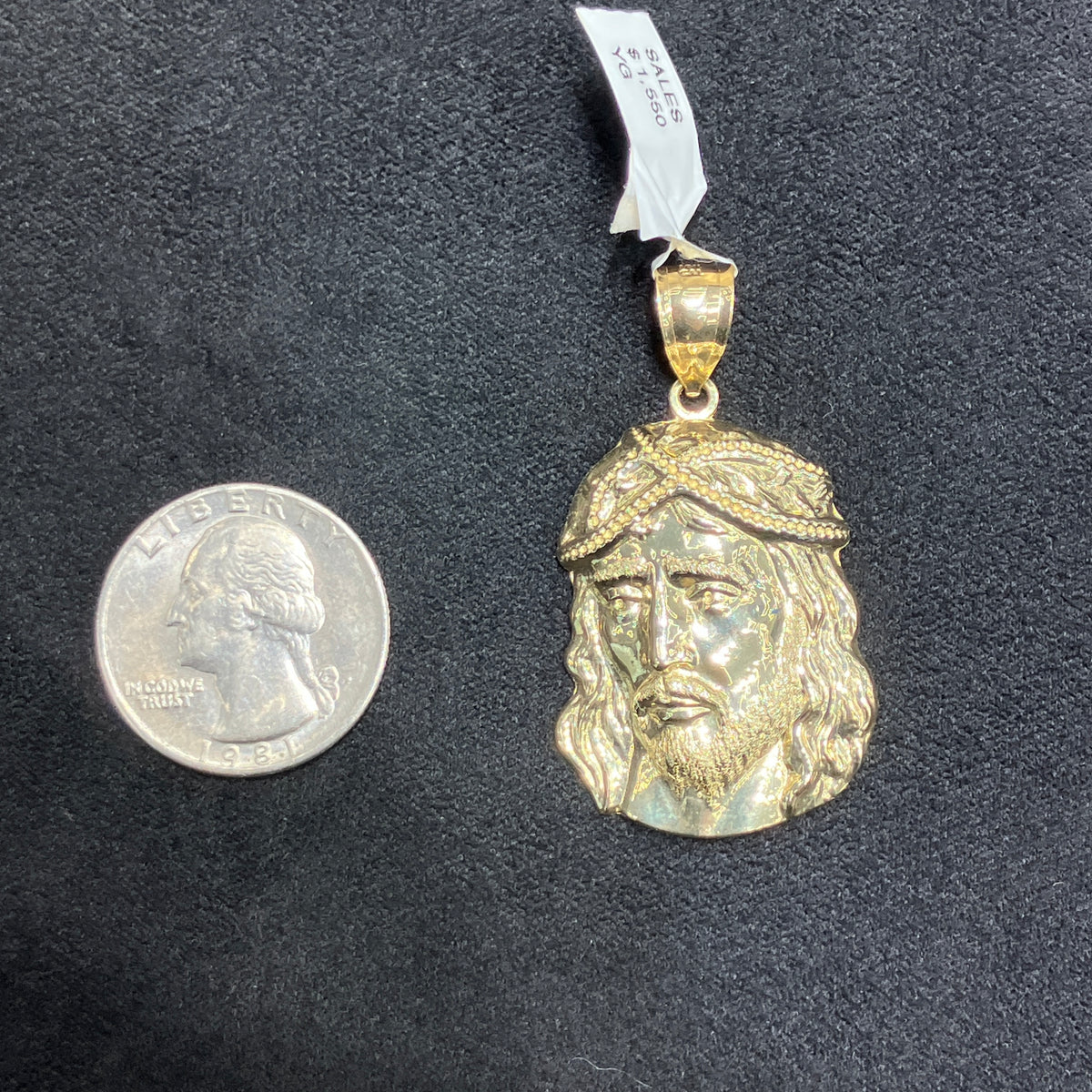 Unique Jesus Face 10k Yellow Gold Charm For Men & Women