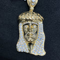 Large 10k Yellow Gold CZ Pendant Religious Charms For Men & Women