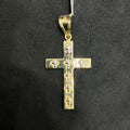 10k Solid Gold Cross Charm With Mini Crosses Designed Pendant