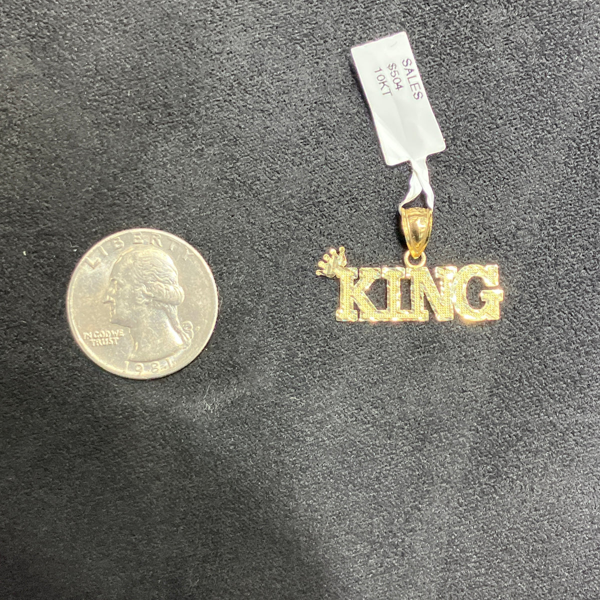 10k Solid gold Small King Charm With Crown For Men