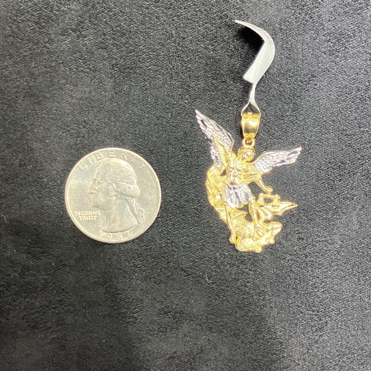 10K Two-Tone Gold  Medium Archangel St. Michael Pendant Unisex