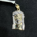 10K Two-Tone Gold Jesus Head Charm Polished Pendant Unisex