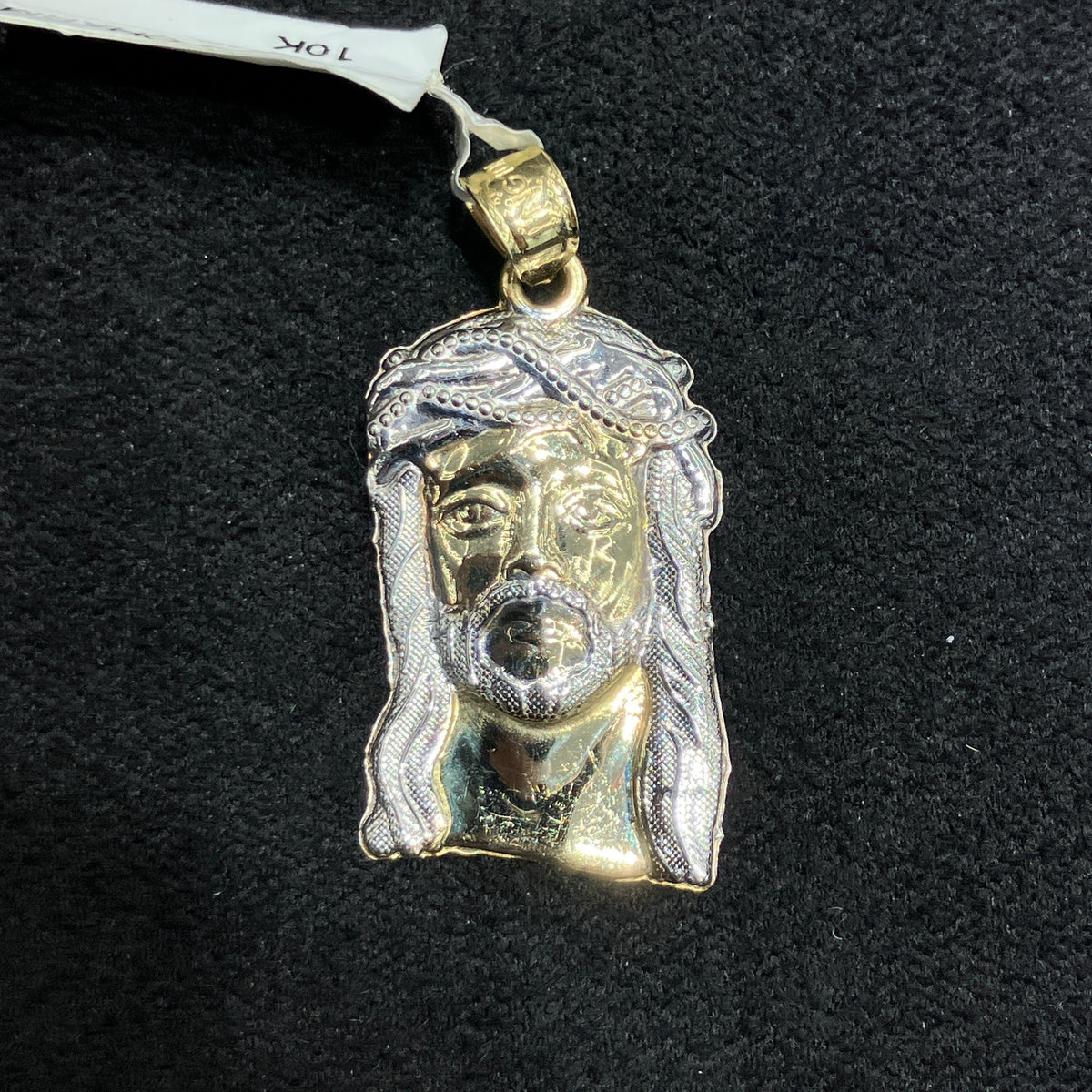10K Two-Tone Gold Jesus Head Charm Polished Pendant Unisex