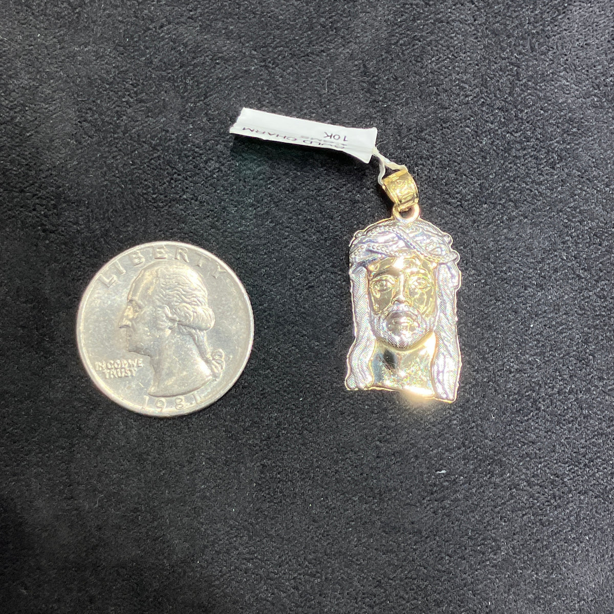 10K Two-Tone Gold Jesus Head Charm Polished Pendant Unisex