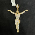 10k Yellow Gold Jesus Crucifix Pendant With Cubic Zirconia
