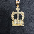 10k Yellow Gold Unique Religious Cross Charm For Men & Women