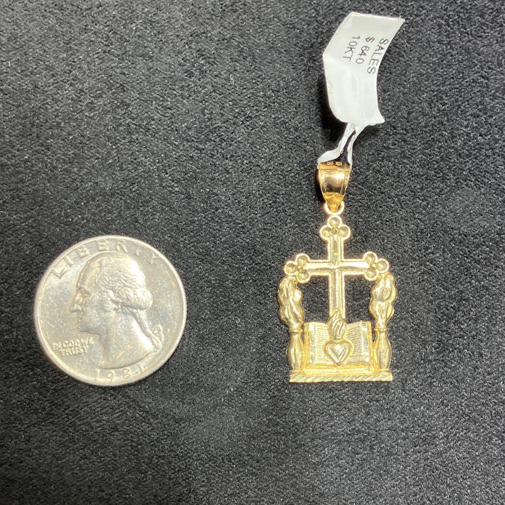10k Yellow Gold Unique Religious Cross Charm For Men & Women