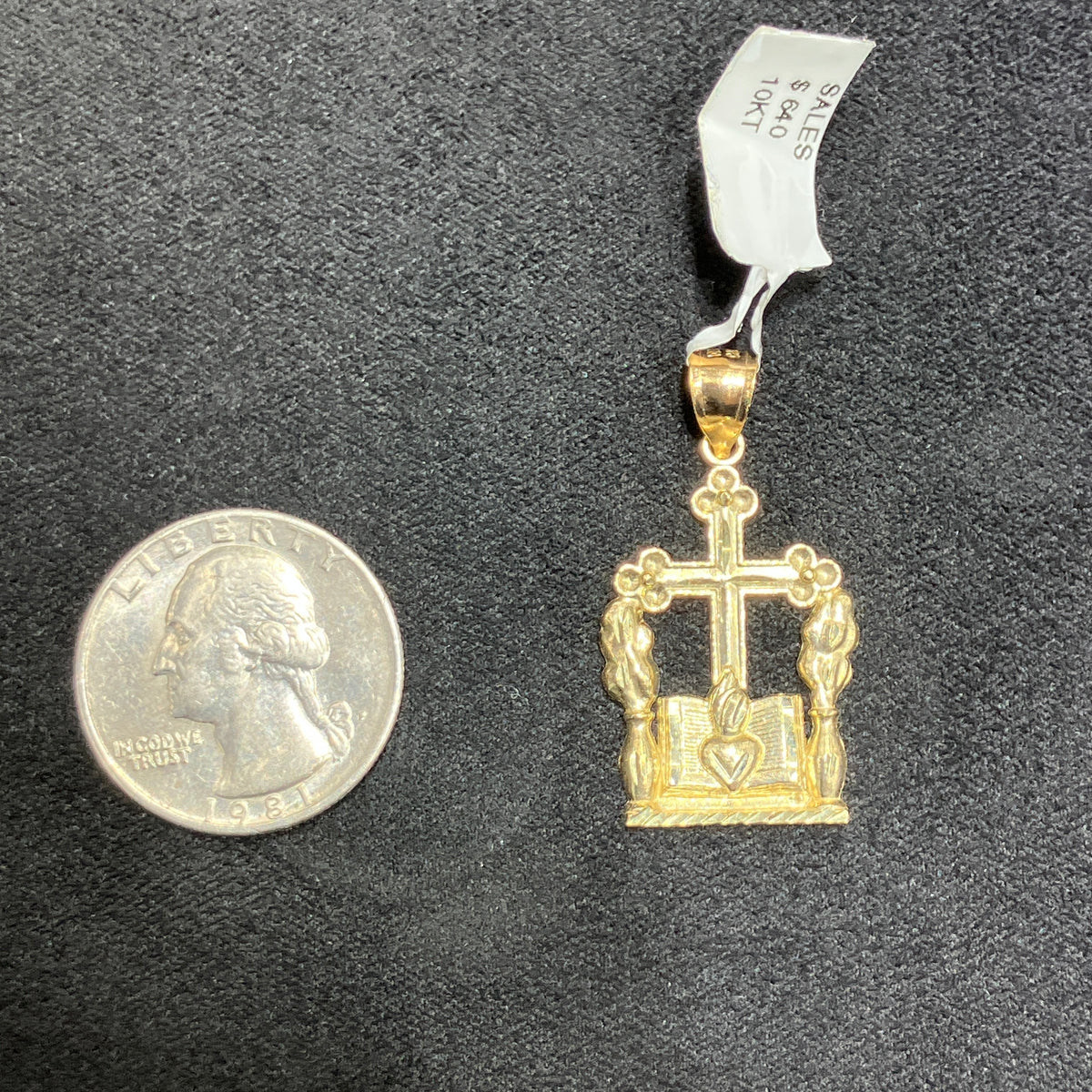 10k Yellow Gold Unique Religious Cross Charm For Men & Women