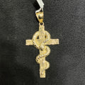 10K Real Gold Snake On The Cross Charm Symbolic Pendant Unisex