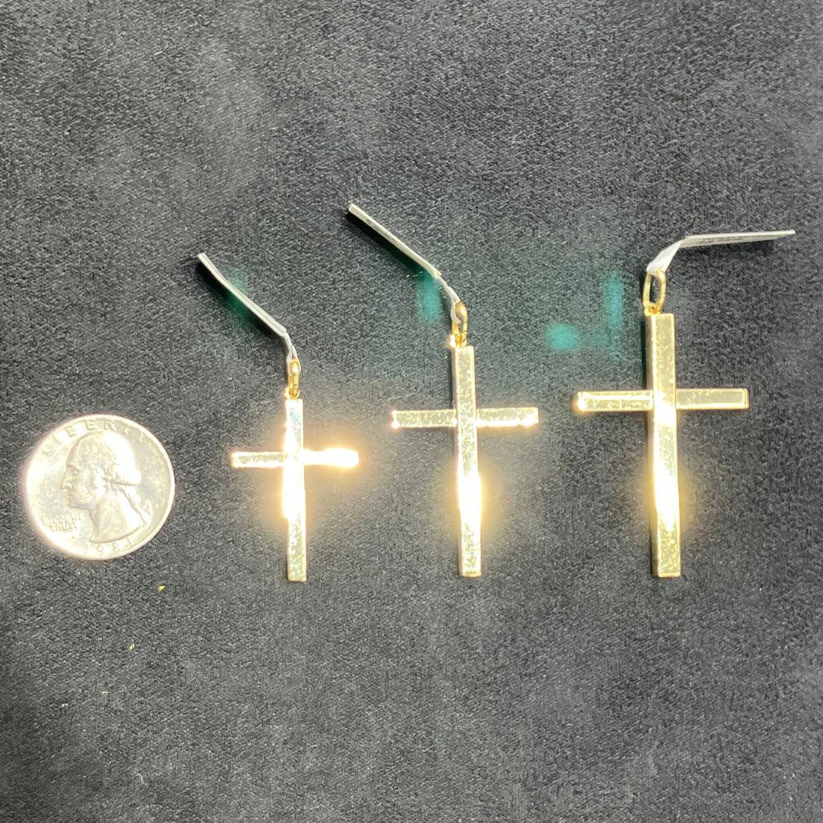 10K Yellow Gold Plain Cross Pendants Small Medium & Large Charms
