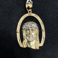 10K Gold Two Tone Jesus Head With Crown Of Thorns Pendant