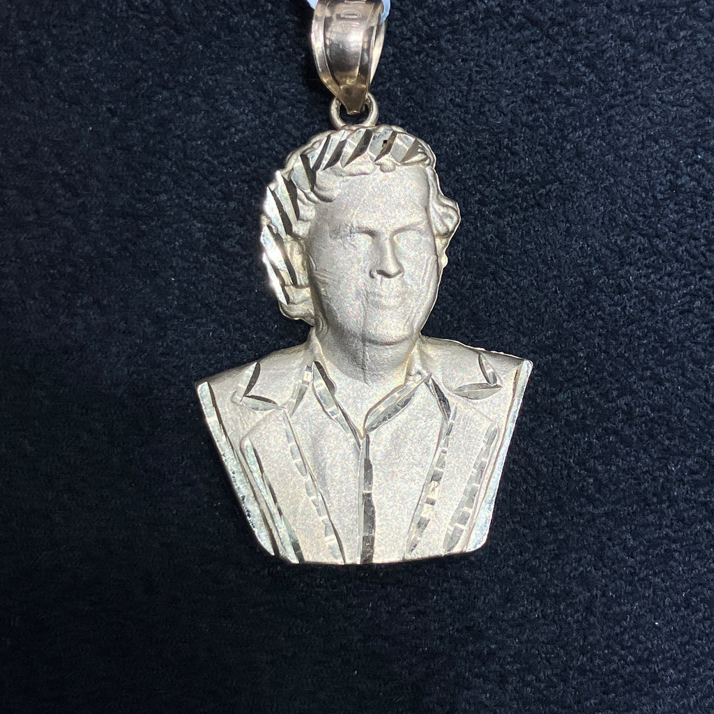 10k Solid Gold El Patron Pablo Escobar Pendant Diamond Cut
