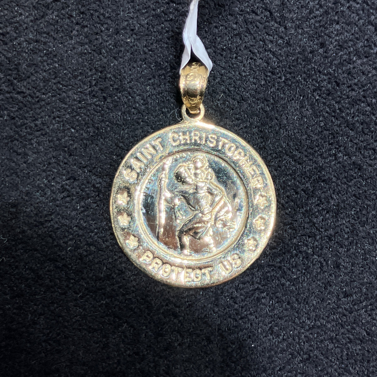 Saint Christopher Pendant 10k Yellow Gold Protective Medal Pendant