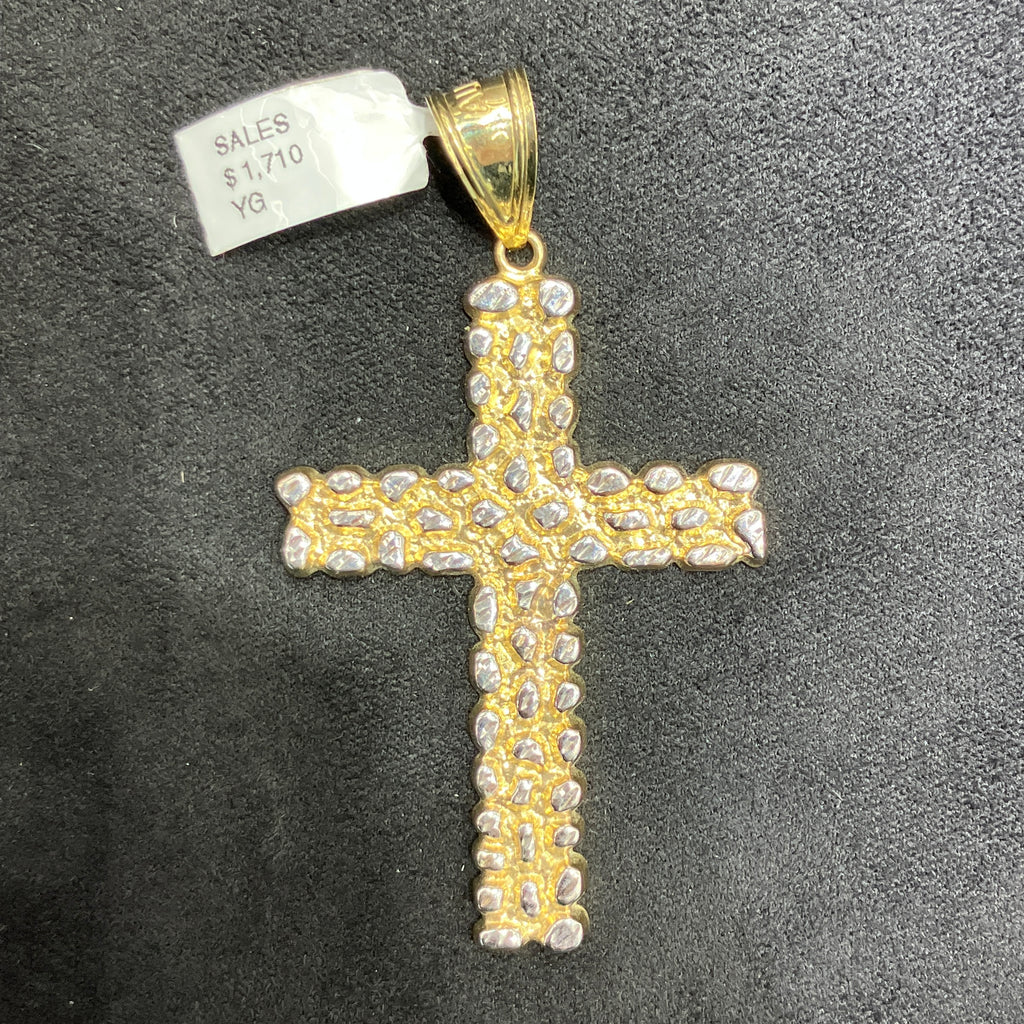 10k Nugget Style Two-Tone Gold Charm Unisex Pendant