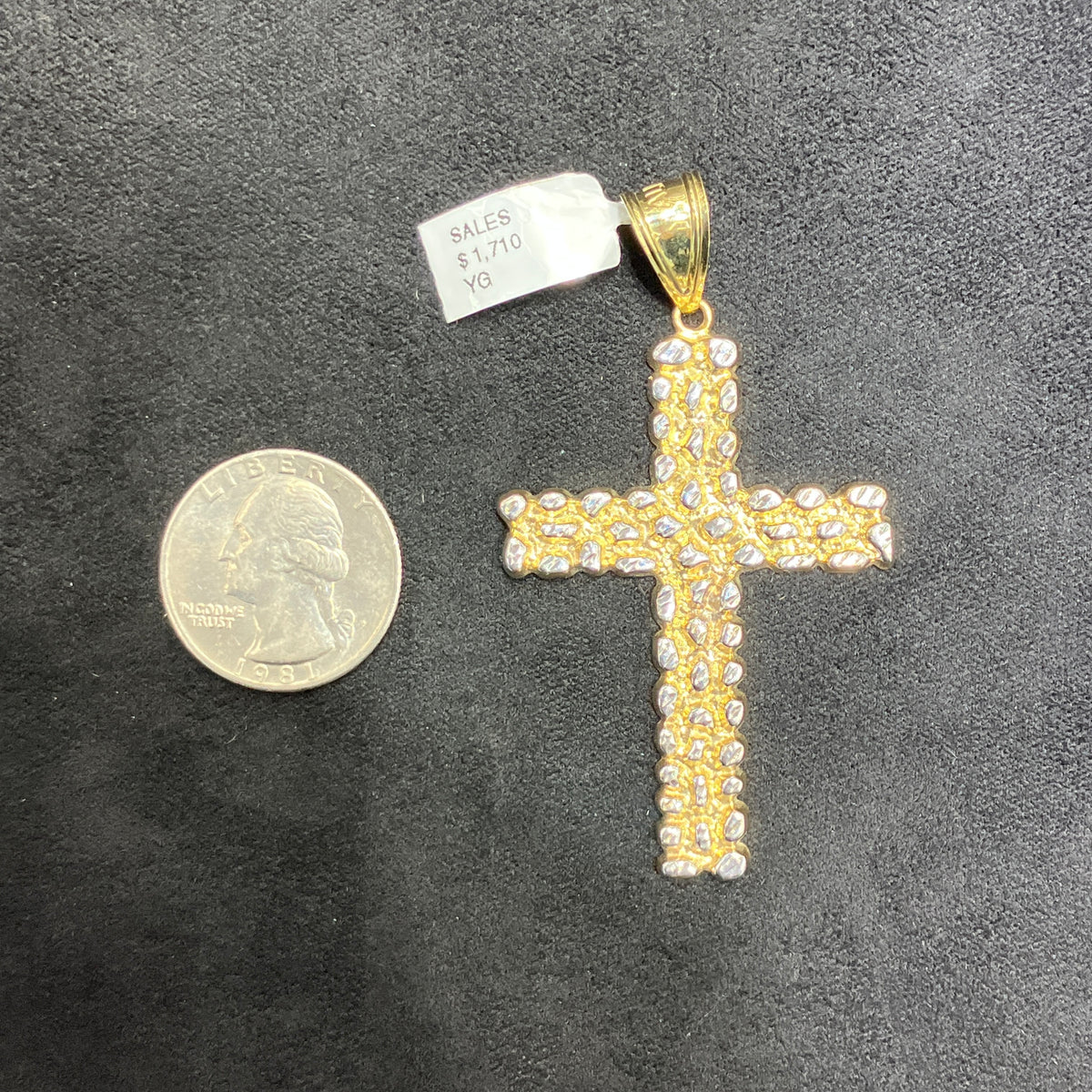 10k Nugget Style Two-Tone Gold Charm Unisex Pendant