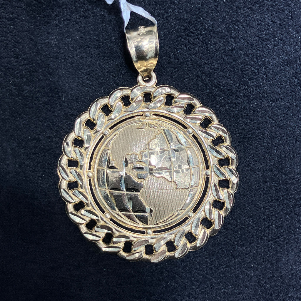 Cuban Style Globe Charm 10k Yellow Gold Unisex