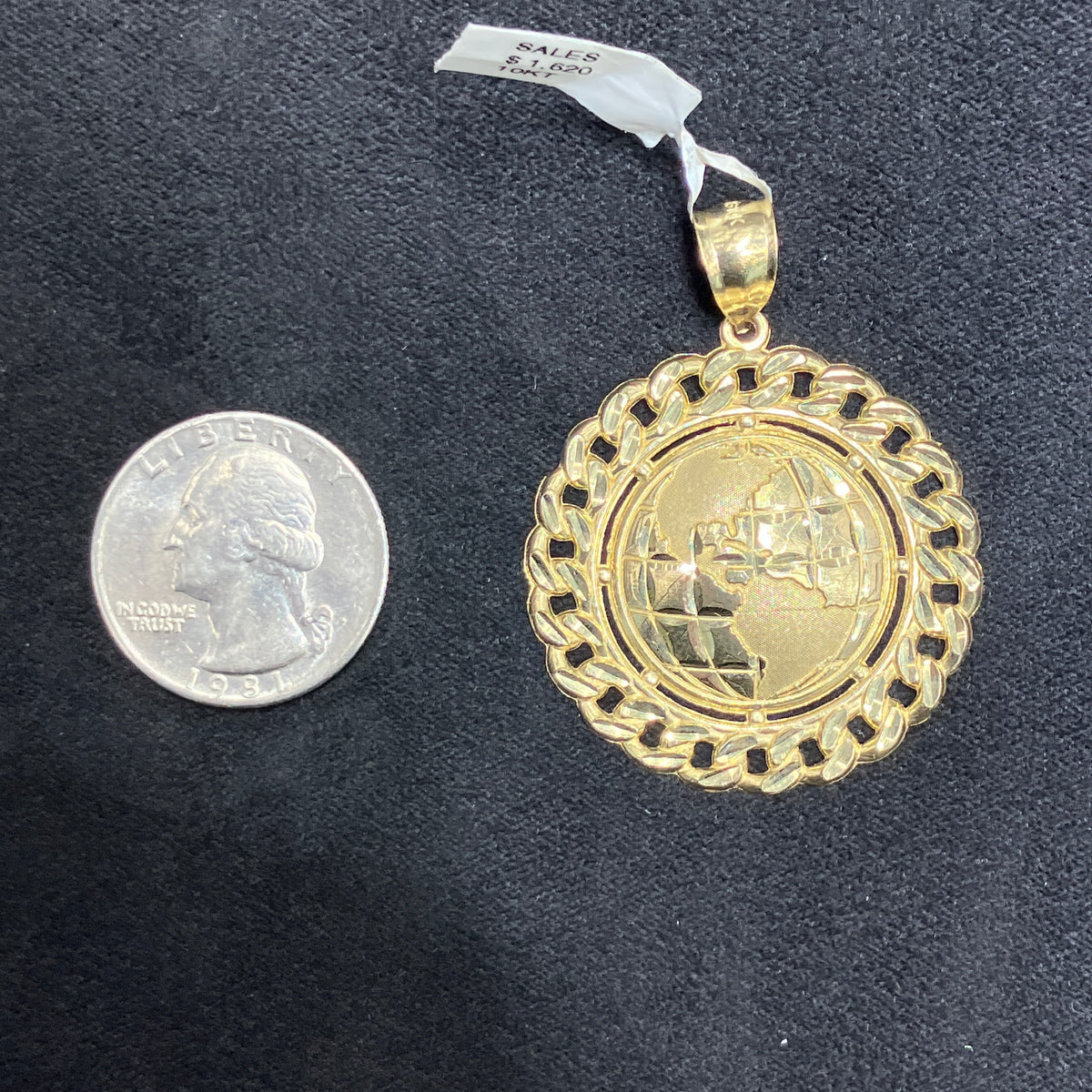 Cuban Style Globe Charm 10k Yellow Gold Unisex
