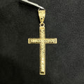 Large Nugget Style Cross 10k Gold Charm For Men Women
