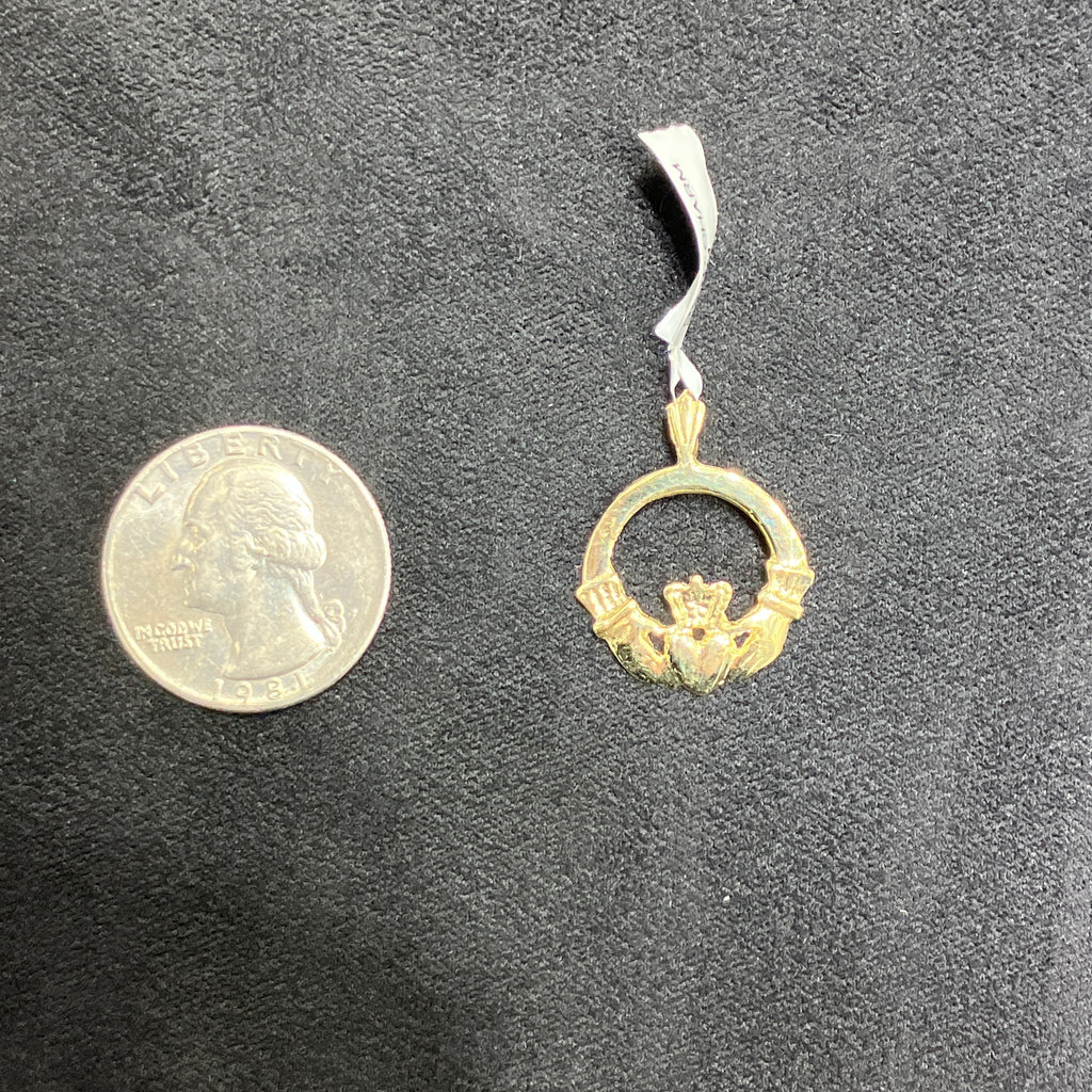 Sentimental Heart and Hugging Hugging Heart 10k Gold Charm Pendant