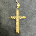 Hollow Cross Charm Pendant Large Size 10k Yellow Gold