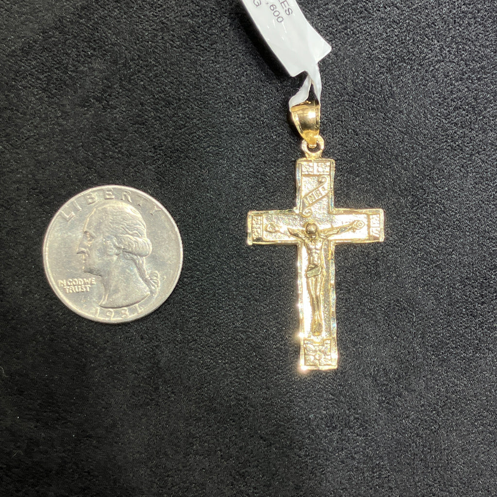 Medium Size Crucifix Charm Heavy Unisex 10k Gold