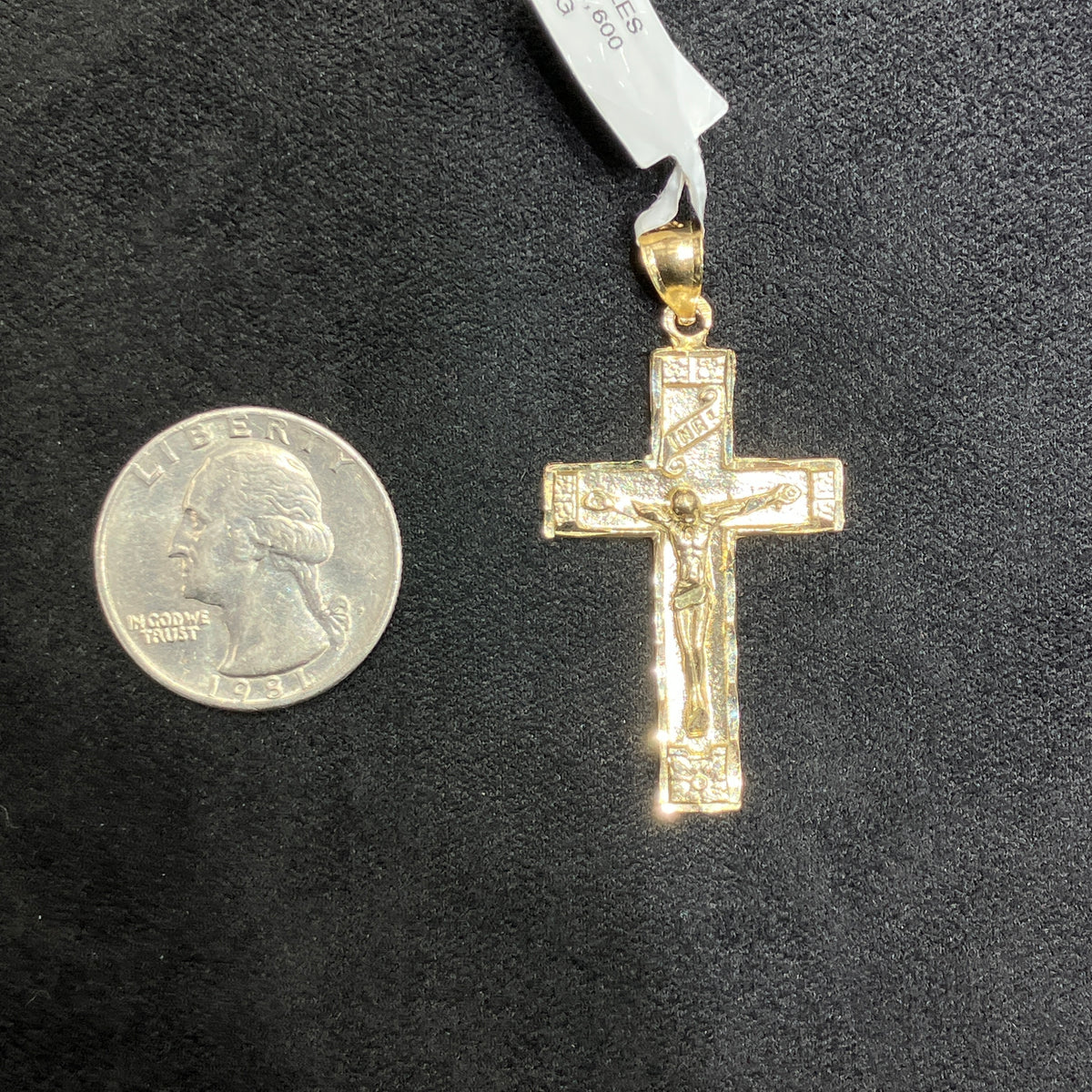 Medium Size Crucifix Charm Heavy Unisex 10k Gold