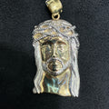 Large Jesus Head with Diamond Cut Dust and 10k Gold Charm Pendant