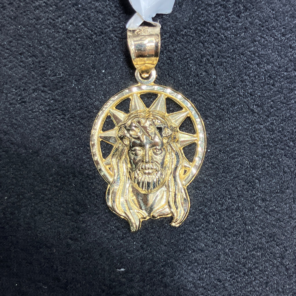 Jesus Head with Halo Charm 10k Yellow Gold Unisex for Any Occasion