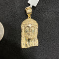 Classic Jesus Head 10k Gold Charm Medium Size with Gold Polish