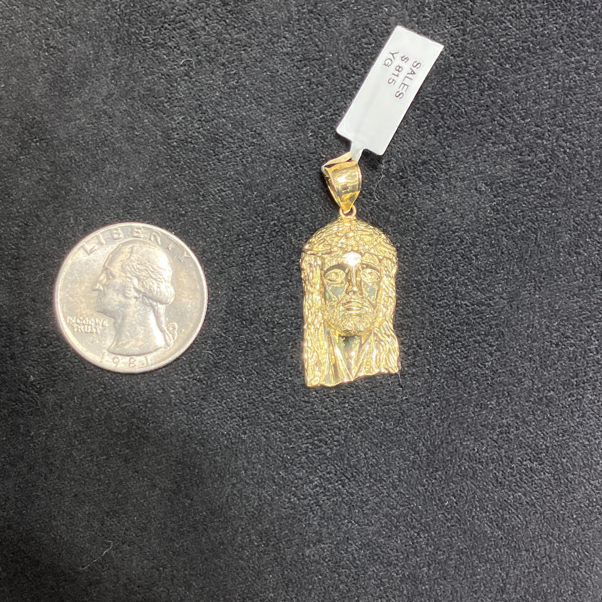 Classic Jesus Head 10k Gold Charm Medium Size with Gold Polish