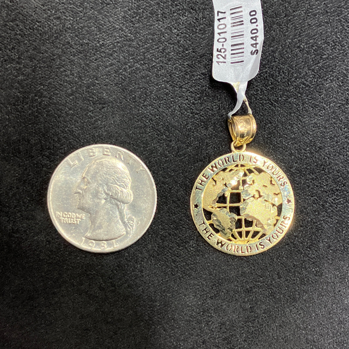 Light Weight Globe Charm 10k Real Gold Charm Unisex