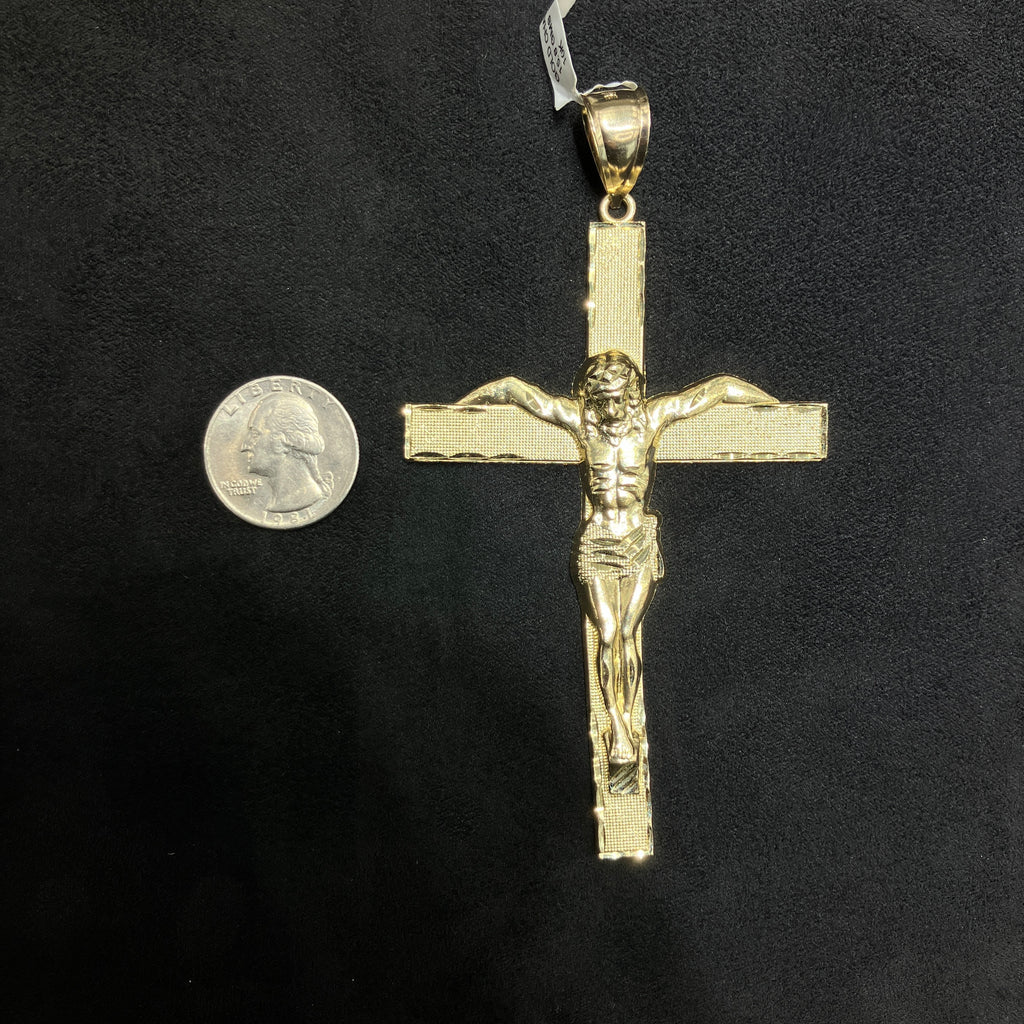 10k Gold Huge Cross with Jesus Crucifix Extra Large