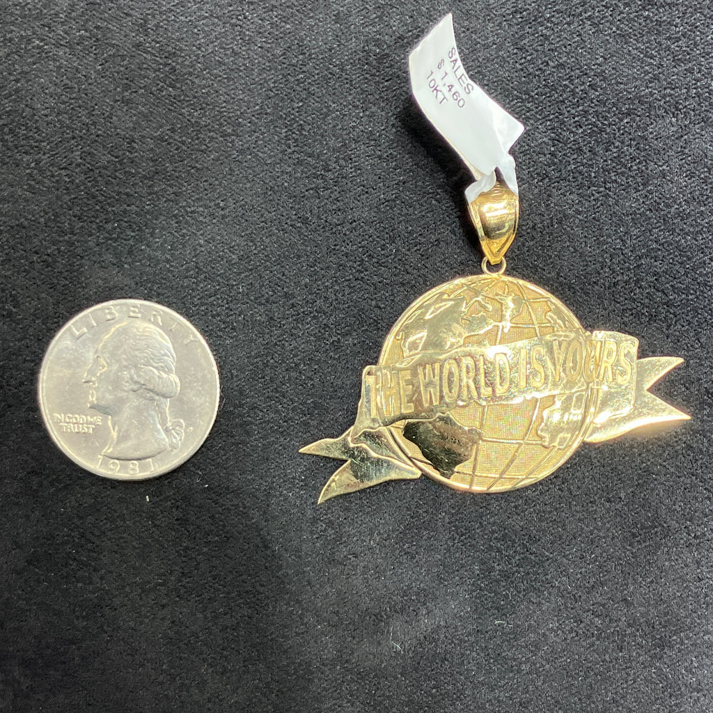 The World is Yours Globe Gold 10k Charm Medium Size Unisex