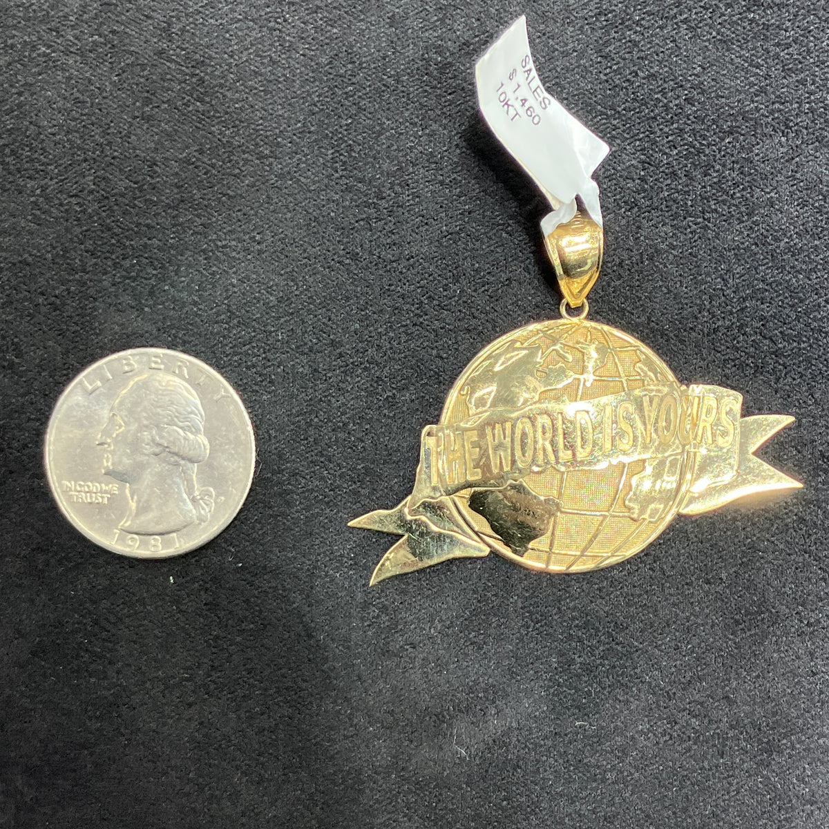 The World is Yours Globe Gold 10k Charm Medium Size Unisex
